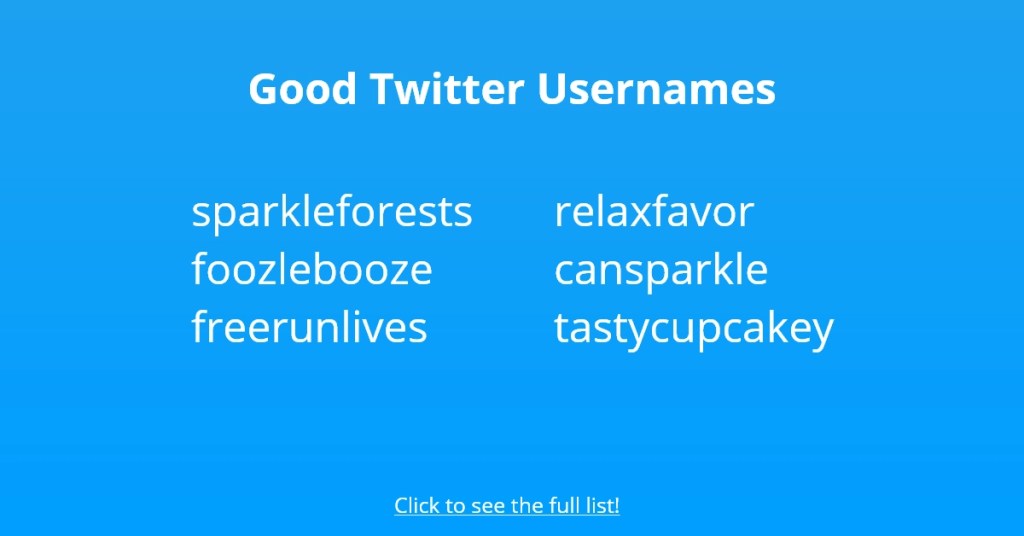 Bons noms d'utilisateur Twitter