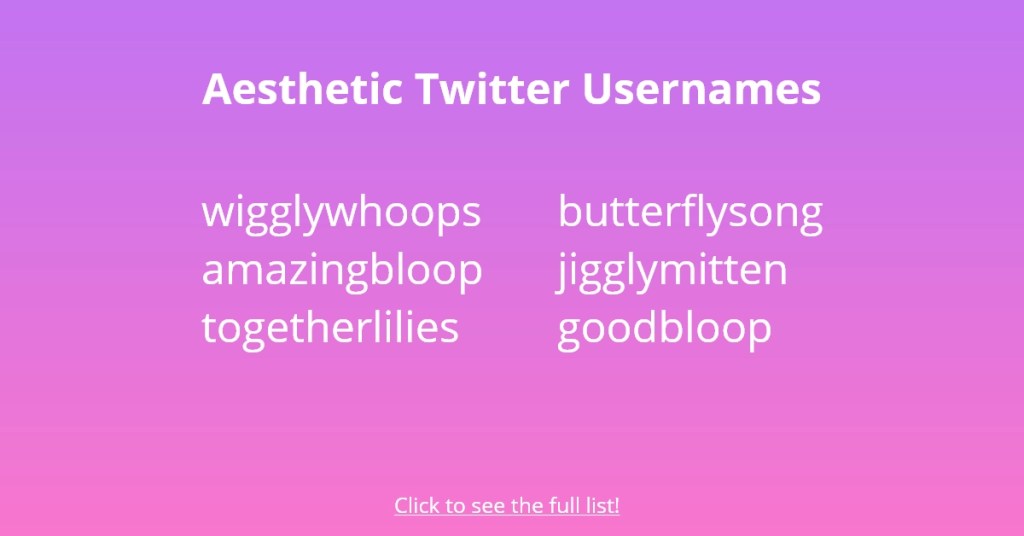 Noms d'utilisateur Twitter esthétiques