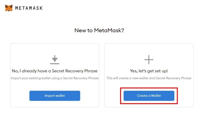 Créer un nouveau portefeuille sur MetaMask