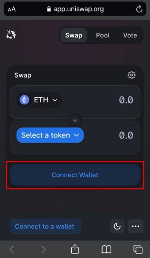 Connecter le portefeuille à Uniswap