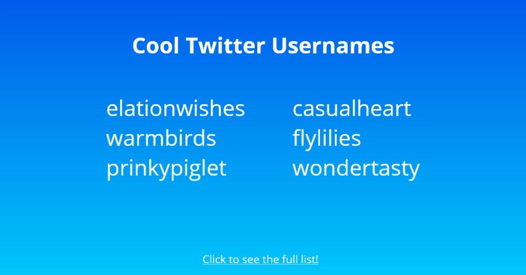 Noms d'utilisateur Twitter sympas