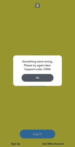 Code de support C04A sur Snapchat