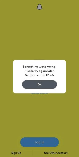 Code de soutien C14A sur Snapchat