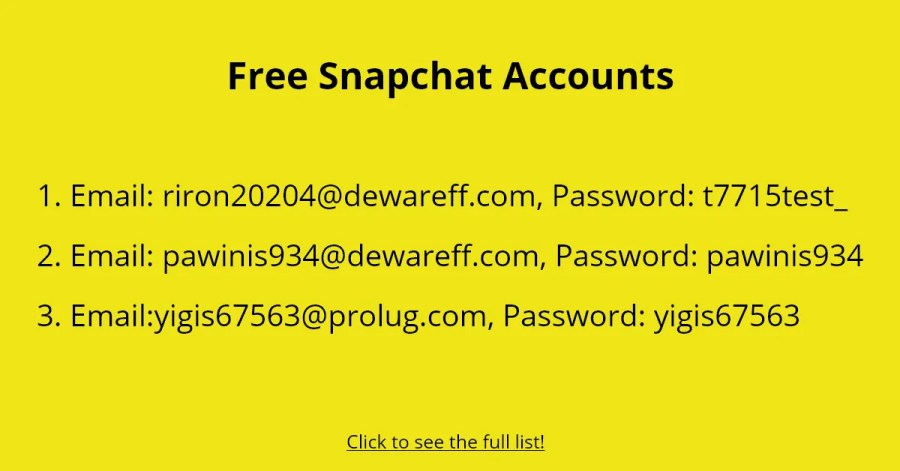 Comptes Snapchat gratuits