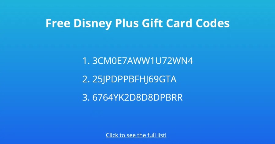 Codes de cartes-cadeaux Disney Plus gratuits