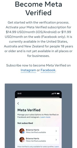 Pourquoi l'option Meta Verified ne s'affiche-t-elle pas sur Instagram ?