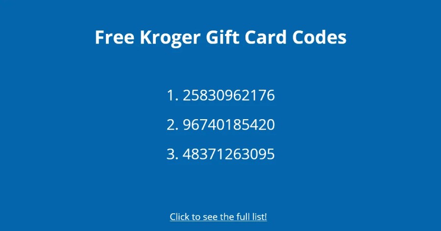 Cartes-cadeaux Kroger gratuites