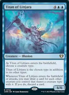 Image de l'illusion d'un sorcier via Titan of Littjara dans le deck MTG Commander Masters Sliver Swarm Precon