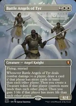 Image d'anges protégeant via la carte Battle Angels of Tyr MTG dans l'ensemble CLB