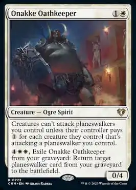 Image de l'esprit Ogre à travers la carte Precon Onakke Oathkeeper CMM Planeswalker Party