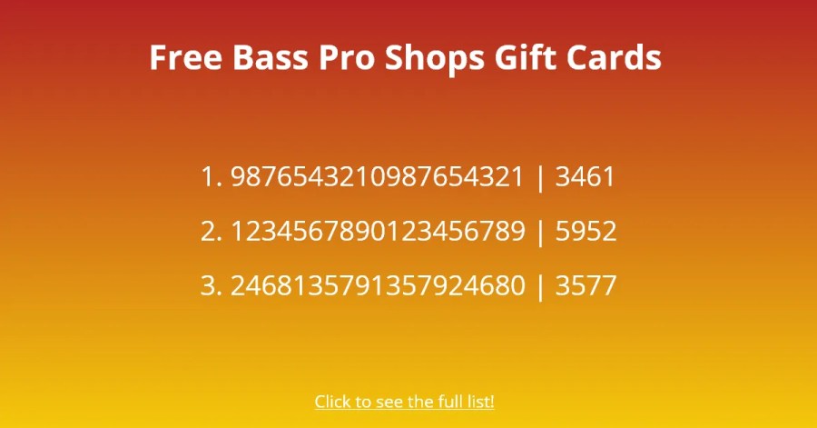 Cartes-cadeaux Bass Pro Shops gratuites