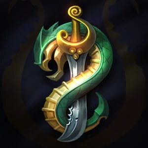 Icône d'invocateur à crête de serpent représentant un serpent enroulé autour d'un sabre de League of Legends. 