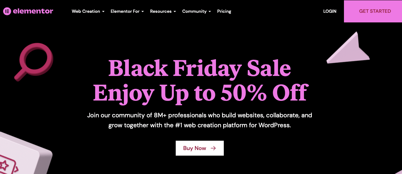 Elementor Pro Black Friday 50% de réduction 2021