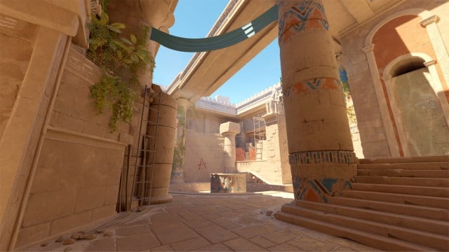 Le site de la bombe A sur Anubis, une carte de temple égyptien dans Counter-Strike 2,