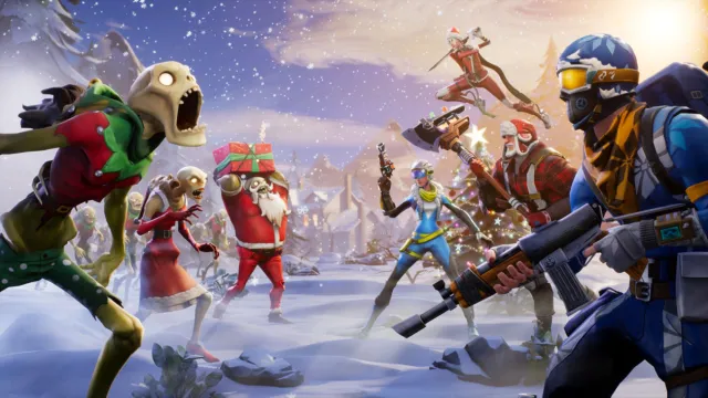 Personnages Fortnite avec skins de Noël