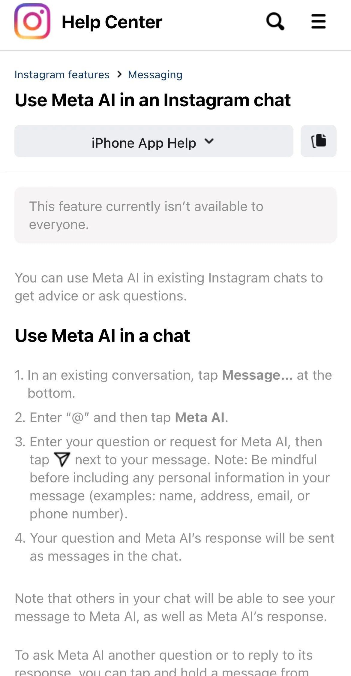 Meta AI ne montre pas Instagram